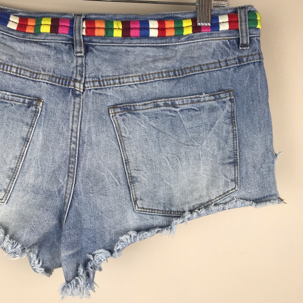 Free People 28 Elliot Denim Cutoff Shorts Rainbow - Picture 6 of 8